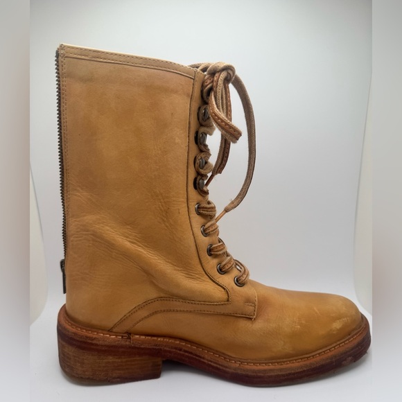 FREE PEOPLE SANTA FE Tan Leather Lace-Up Combat Boots 39 US 8.5 - Picture 7 of 16